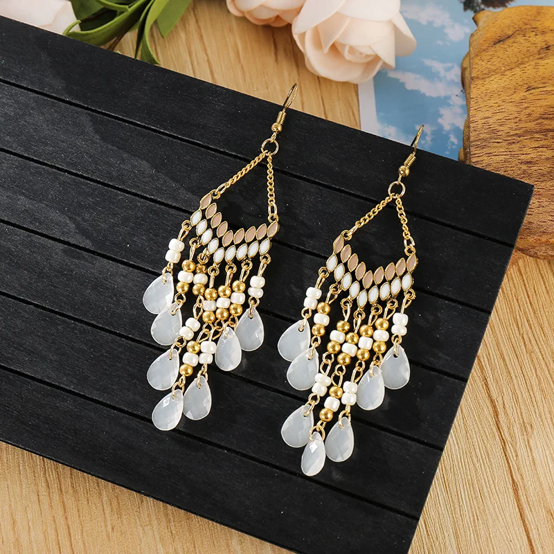 Ohrringe im ethnischen Stil mit Wassertropfen-Motiv für Damen, böhmische Perlen-Ohrringe mit Quasten, Retro-Schmuck für Mädchen, geeignet für den täglichen Gebrauch und für Partys. – Detail 17