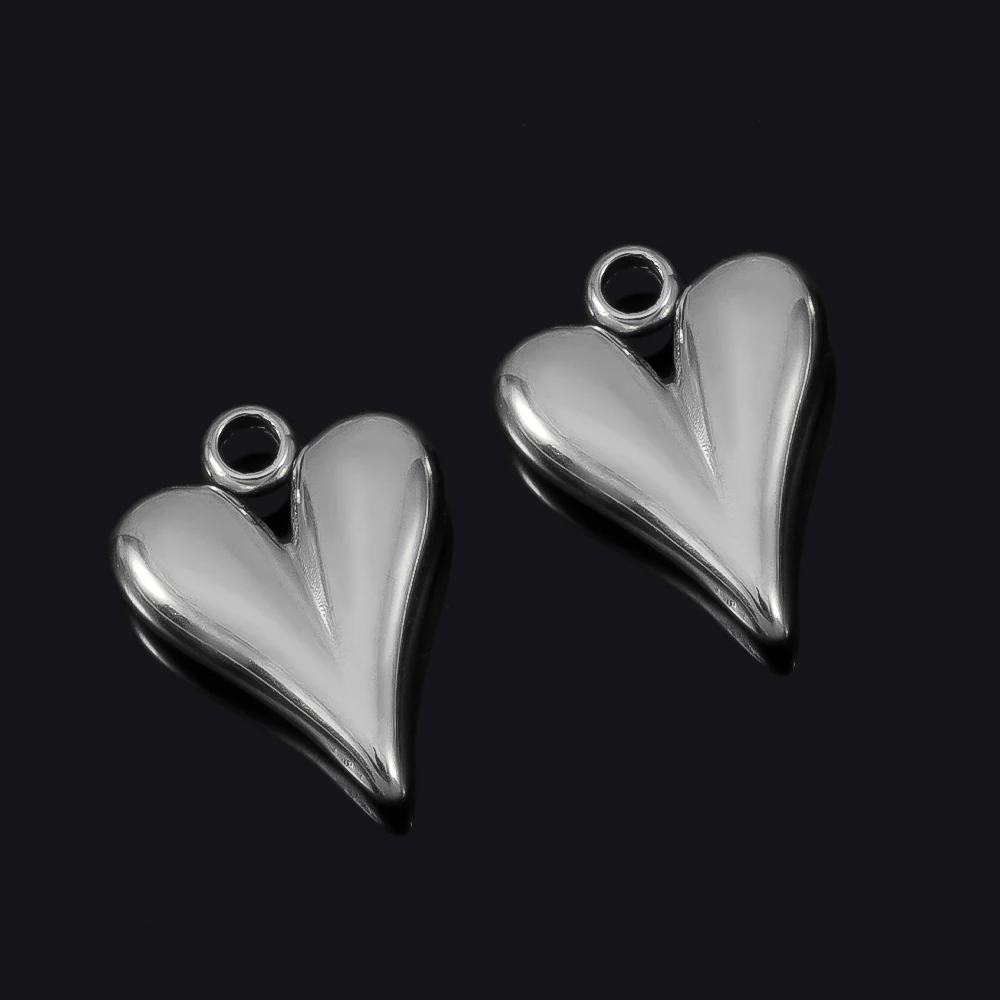 5 stuks roestvrij staal groot gat hart bedels hangers voor doe-het-zelf sieraden bevindingen vrouwen ketting armbanden benodigdheden oorbellen maken