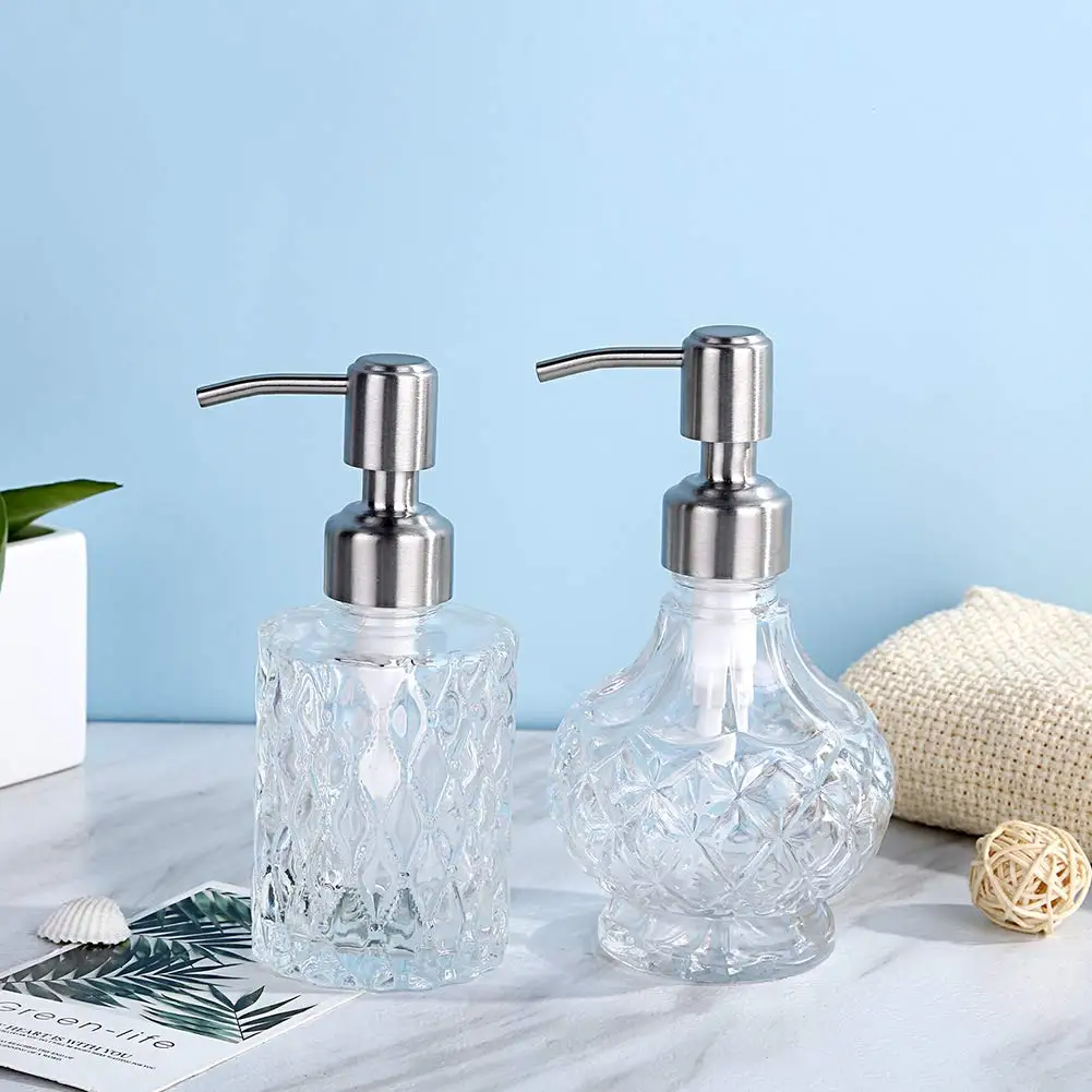 Vintage Clear Crystal Soap Dispenser Refillable Liquid Hand Soap Dish Soap Dispensers for Bathroom Counter Kitchen Sink