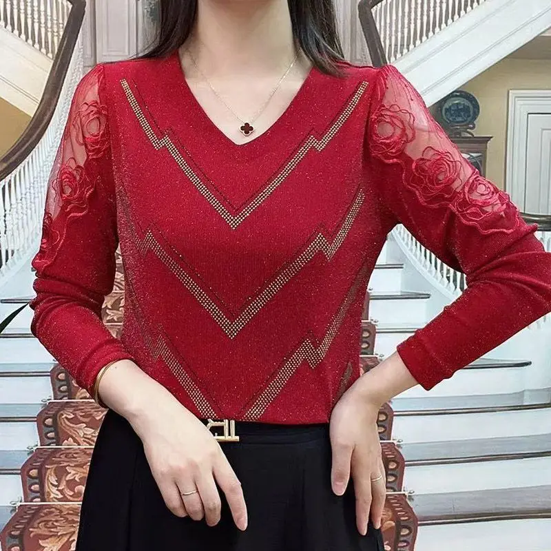Spring Autumn New Mesh Fashion Women\'s Clothing T-Shirts Skinny Elegant Stylish All-match Korean Simplicity Trend Fashion Tops