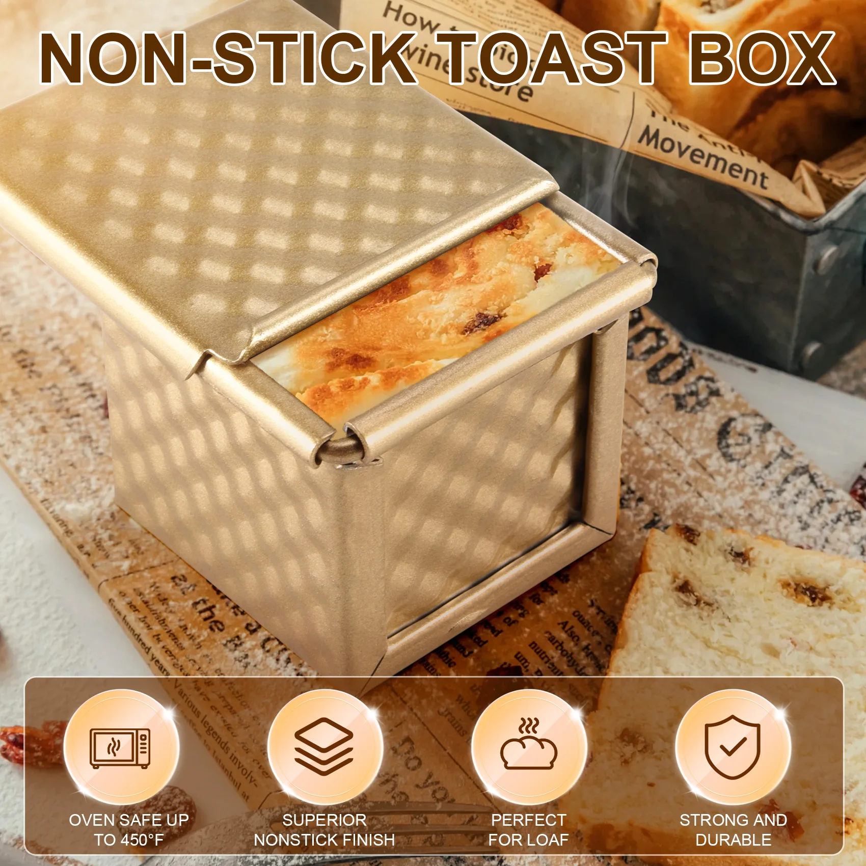 Vierkante broodvorm met deksel Toastvorm Broodpan Pullman Broodpan met deksel Antiaanbaklaag Mini Water Cube Toast Box