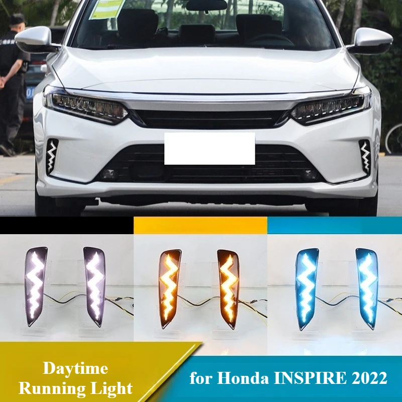 

for Honda INSPIRE 2022 Car Led Daytime Running Light Streamer Steering DRL Front Bumper Fog Light Night Blue Accessories