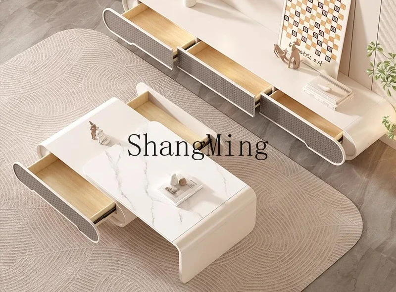 

ZYY New TV Cabinet for Home Living Room, Light Luxury, High-End Feel, Modern Minimalist Small Apartment and TV Floor Cabinet Set