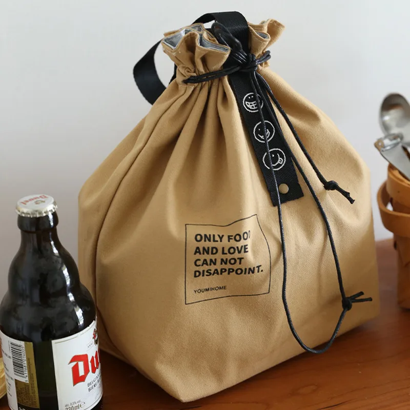 Leinwand Mittagessen Tasche Bento Box Handtasche Outdoor Tragbare Picknick Abendessen Container Schule Frisch Halten Lebensmittel Lagerung Tote Zubehör – Detail 6