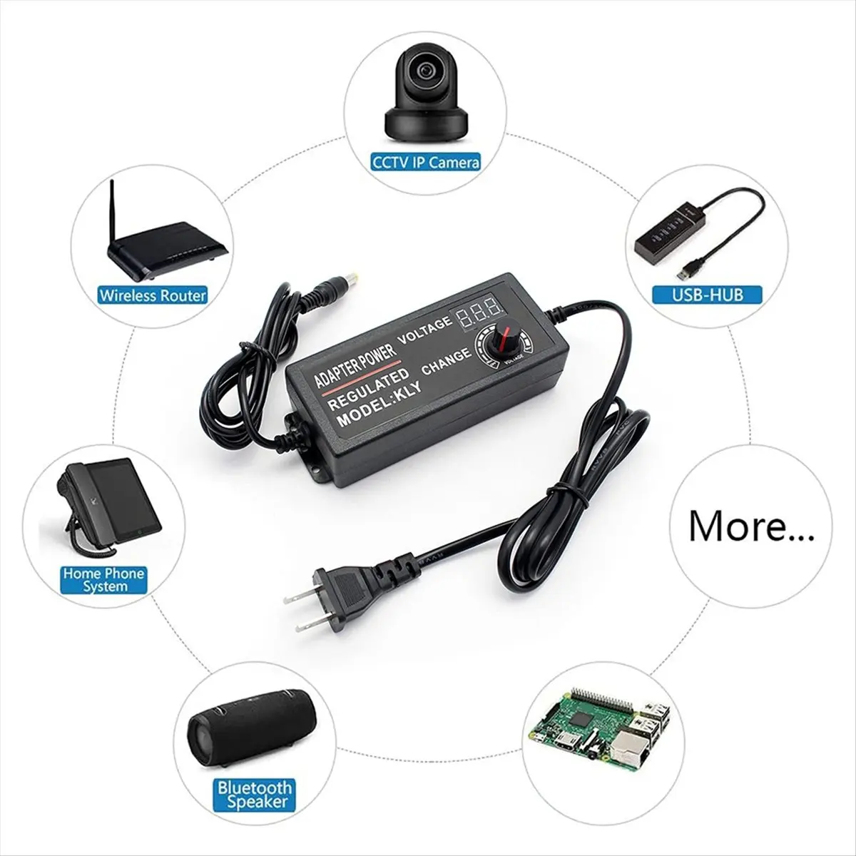 

Регулируемый универсальный импульсный адаптер питания 3-24 В, 3 А, переменный преобразователь питания со светодиодным дисплеем напряжения США