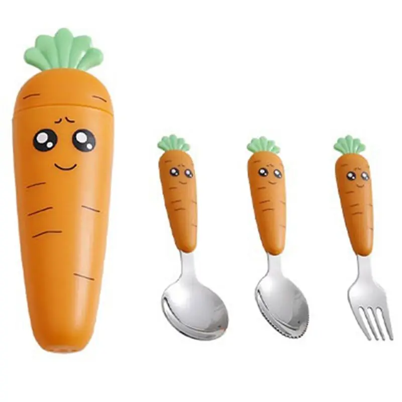 

ABSJ-Stainless Steel Baby Spoon Fork Short Handle Baby Children Tableware Gift Box Set Gift Home