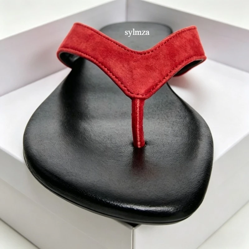 

Summer Brand Flat Slippers Women Suedes Concise Comfortable Vacation Sandals Non-slip Slides Fashion Beach Flip Flops for Women
