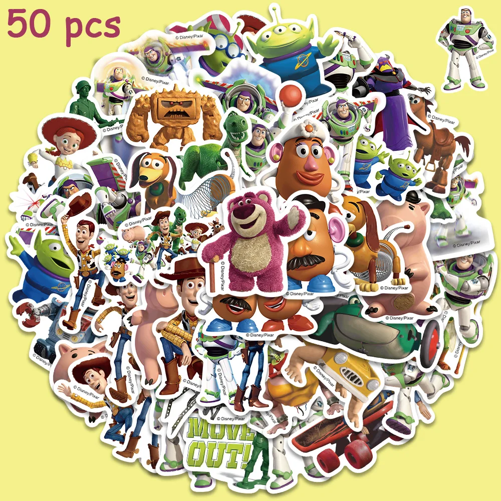 50pcs Disney 3D Toy Story Buzz Lightyear Alien Stickers Cartoon Cute Graffiti Decals For Kids Laptop Luggage Diary Sticker