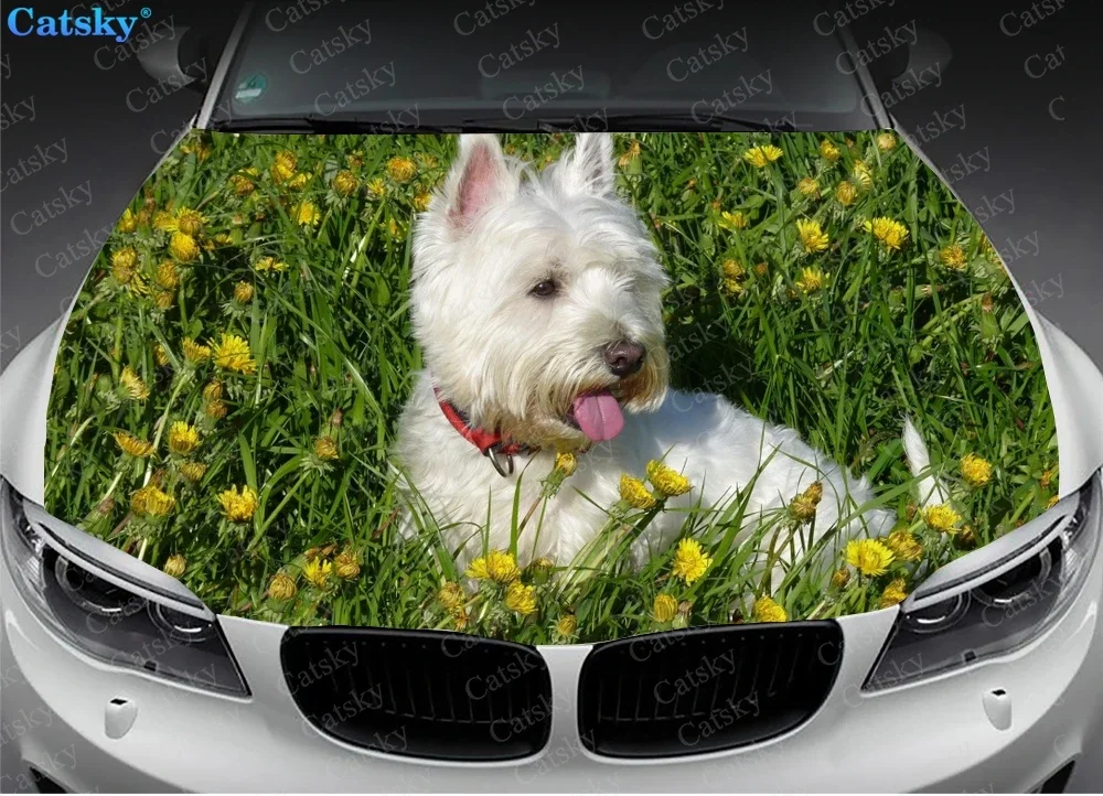 West Highland White Terrier Car hood side sticker vinyl racing paint accessories self adhesive painting for truck suv car decal