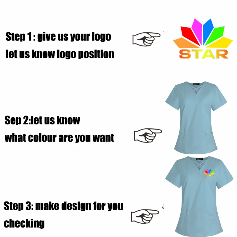 Custom Print Logo Suit Scrubs Sets Uniform Beauty Salon Tops Short Sleeve Customized Nurse Worker  Pants Medical Outfit Workwear