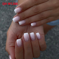 24 pieces of pressed nails, fashionable fake nails with glue and rubbing strips, round head wearable nails suitable for women