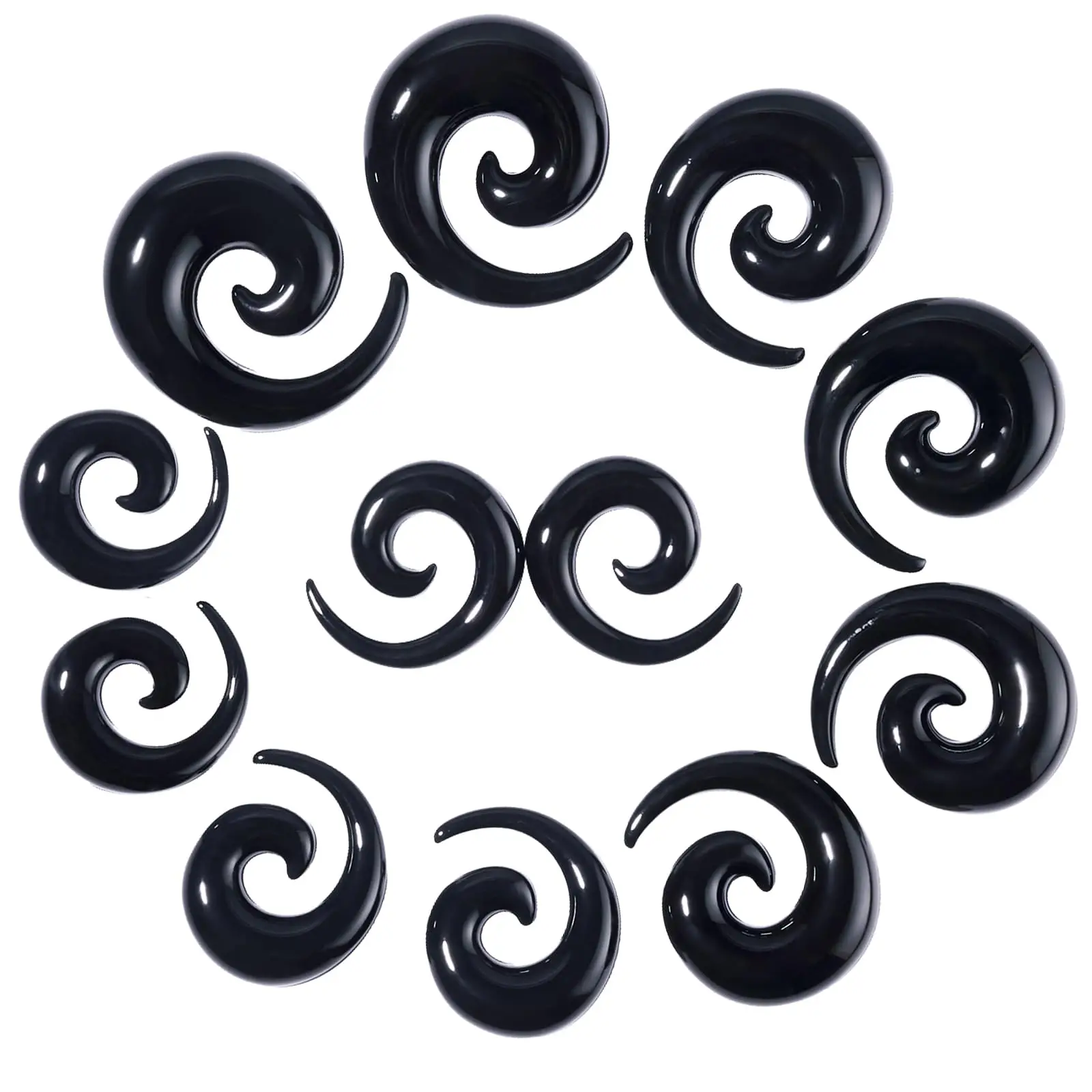 2Pcs Duży Duży Akrylowy Spiral Ear Plug Rozciągający Stożki Expander Tunel Set Zestaw Piercing Ciała Biżuteria 10/12/14/16/18/20mm