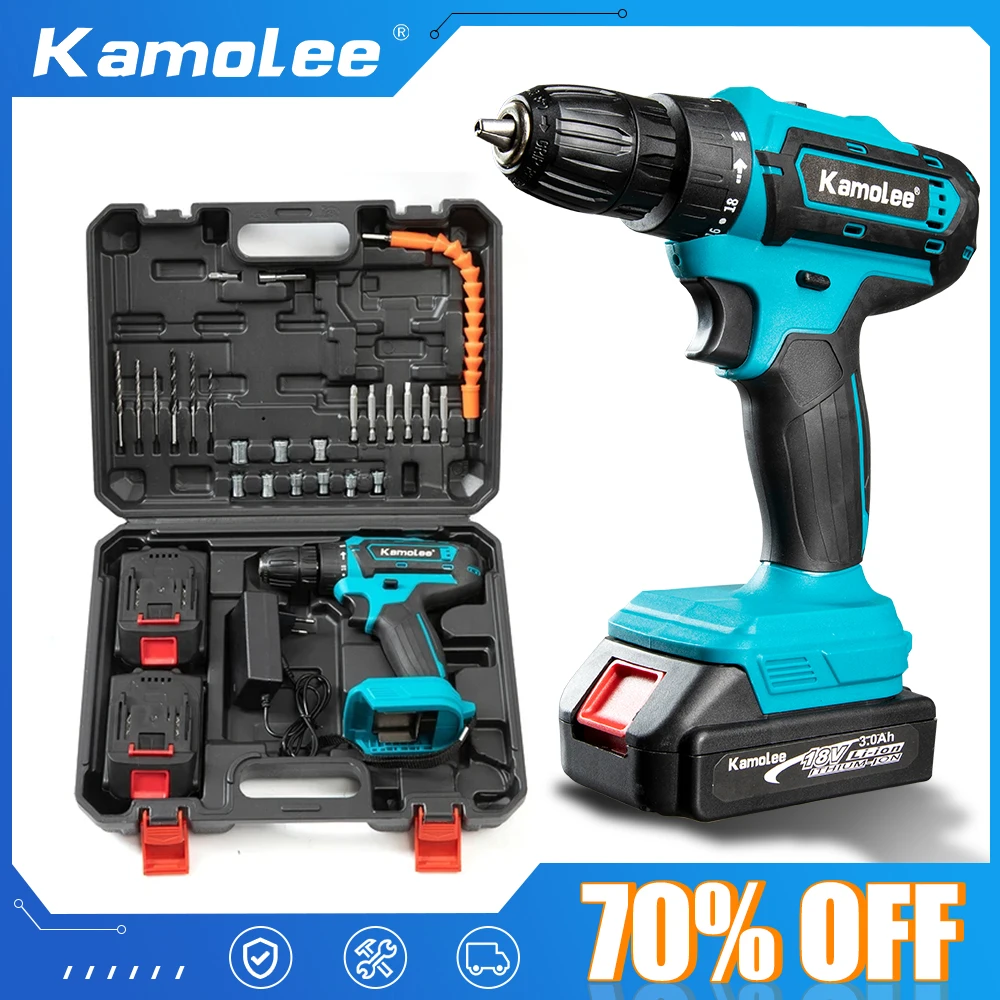 Kamolee 무선 전기 임팩트 드릴, 가정용 DIY 전동 공구, Makita 18V 배터리, 10mm