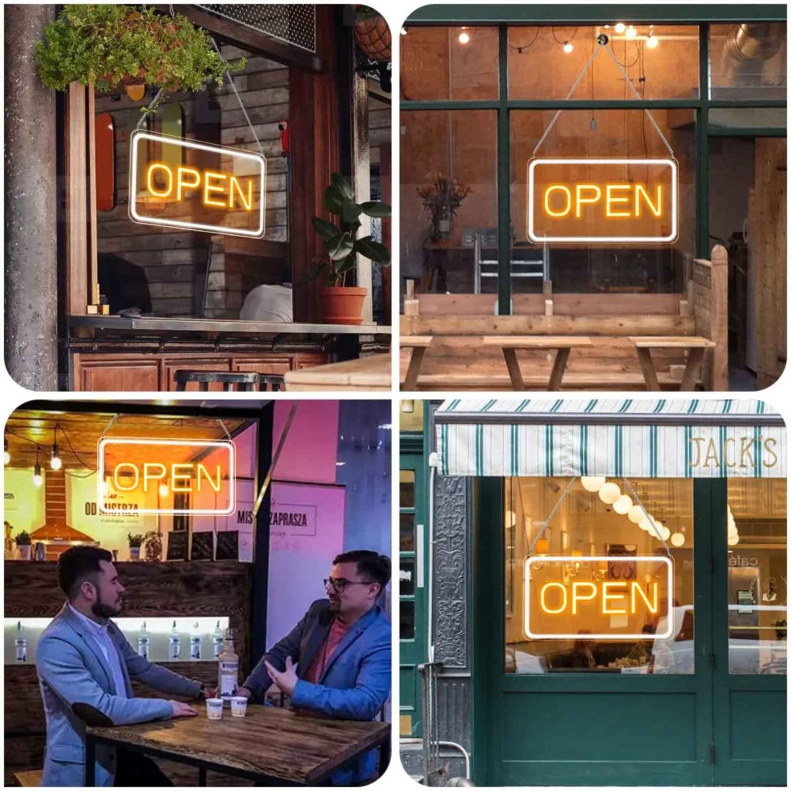 LED Neon Open Sign, Sinais luminosos de negócios, Sinais elétricos suspensos, Iluminação eletrônica para lojas, Escritórios, Snack Shops