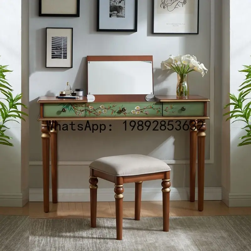 DSA Painted Retro Combination Desk Set Corner Table with Adjustable Length Bedside Table