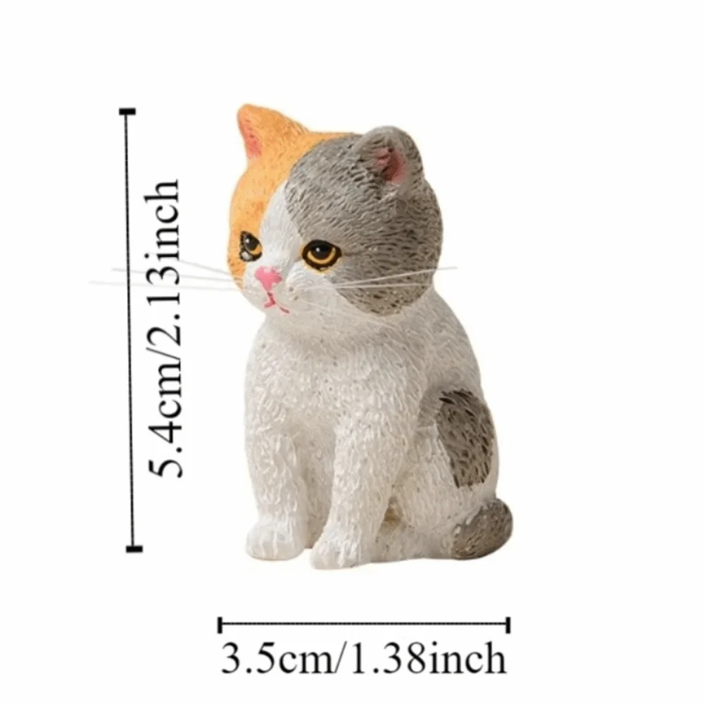 Orange Cat Cat Statues Figurines Cartoon Style Tiger Spot Sitting Cat Pet Model Cute Design Depressed Expression Cat Decoration