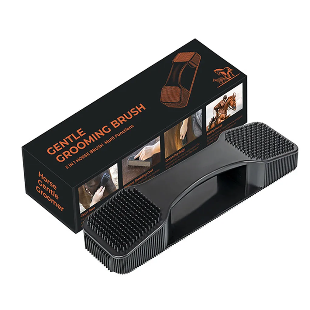 جديد فرشاة تهذيب الحصان تدليك تنظيف البراغيث القراد إزالة المطاط مشط الشعر اكسسوارات الجسم ماني فرشاة #5