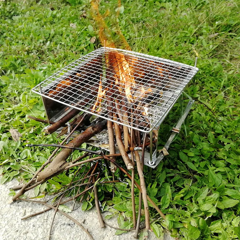 Ze stali nierdzewnej na zewnątrz kemping składany grill na ognisko palący piec na drewno opałowe Mini ognisko przenośne piecyk piknikowy akcesoria