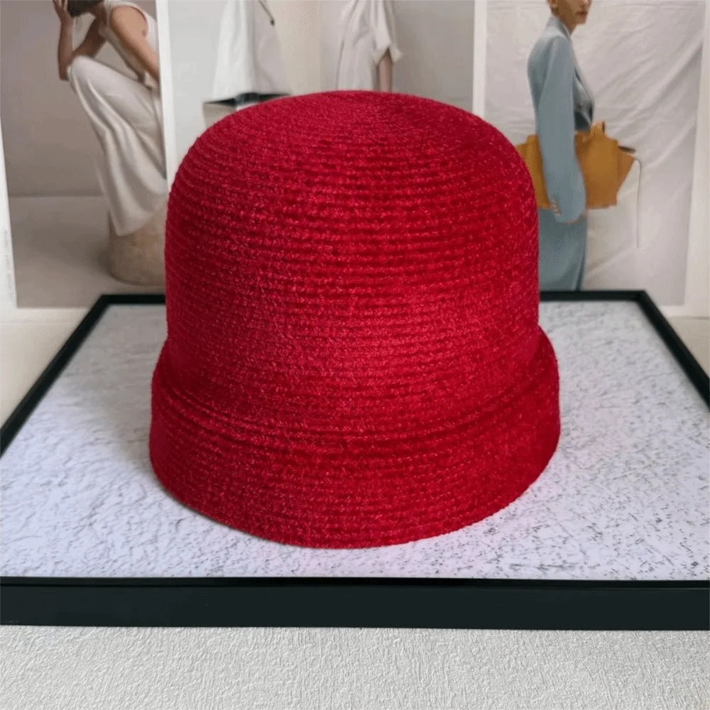 Fashion French Style Chenille Pillbox Hat Elegant Teardrop Beret Hat Solid Color Air Hostess Medicine Box Hat Banquet