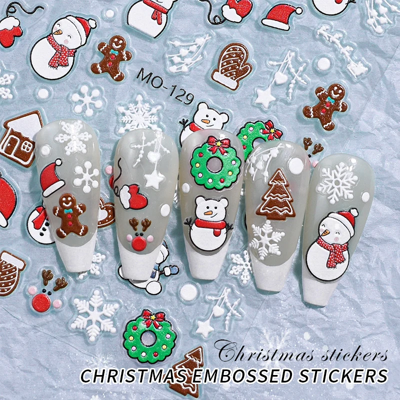 Adesivos de Natal para unhas Conjunto de pacotes de adesivos 3D - Acessórios de arte Suprimentos Materiais Produtos Mercadorias Decalques Designs para manicure