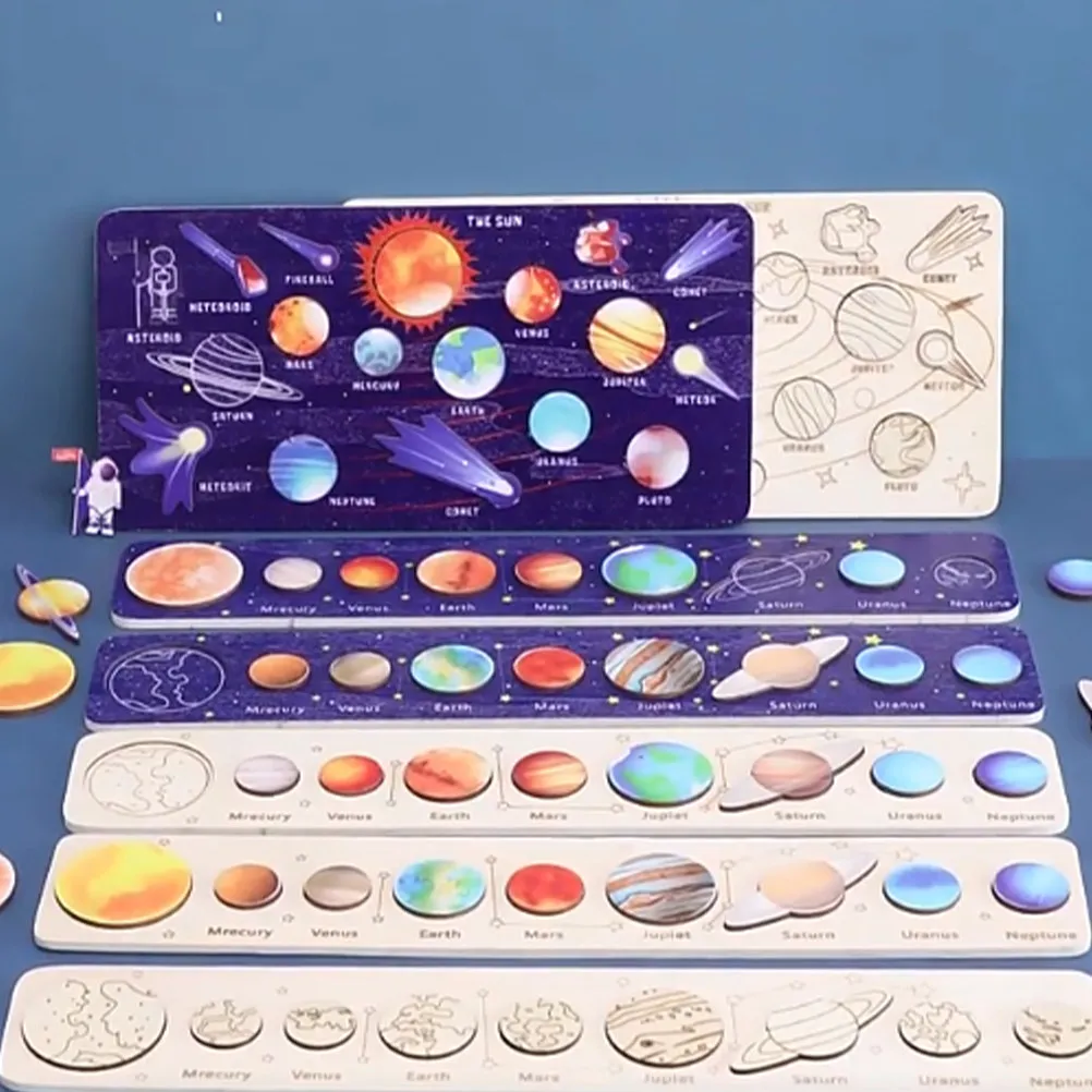 

Набор деревянных пазлов «Солнечная система» для раннего развития детей: пазлы-сортеры для дошкольников, развивающие когнитивные способности
