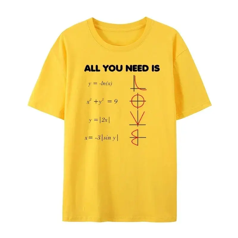 Geometry Algebraic Equations Diagram T-Shirt, All You Need Is Love Math Science Questions Fashionable European Size T-Shirt