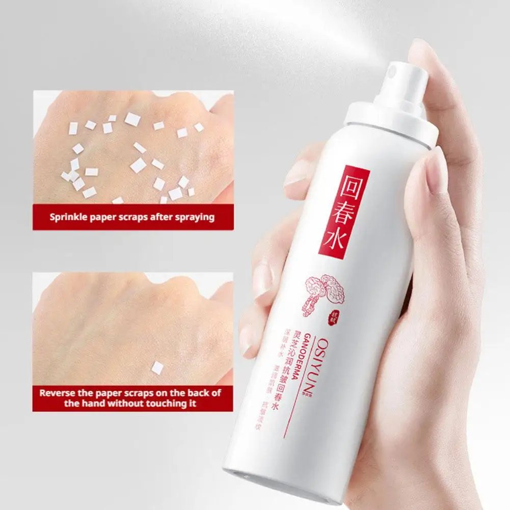 Spray Facial Hidratante de Ganoderma 150ml - Tônico Rejuvenescedor Anti-Rugas, Névoa Hidratante Leve e Não Pegajosa