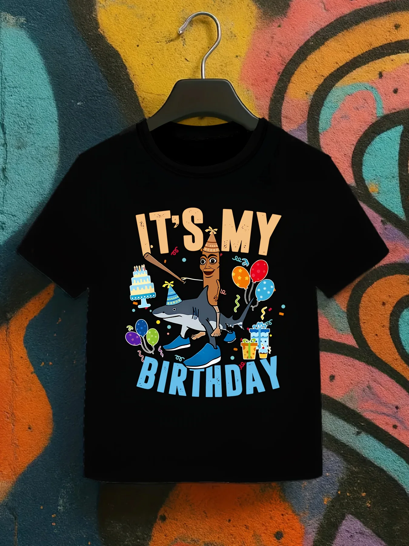 

Kids Birthday Party T-Shirt "It's My Birthday" Letter Print Design Cotton Tshirts Italian Brainrot Short Sleeve Tops Gifts