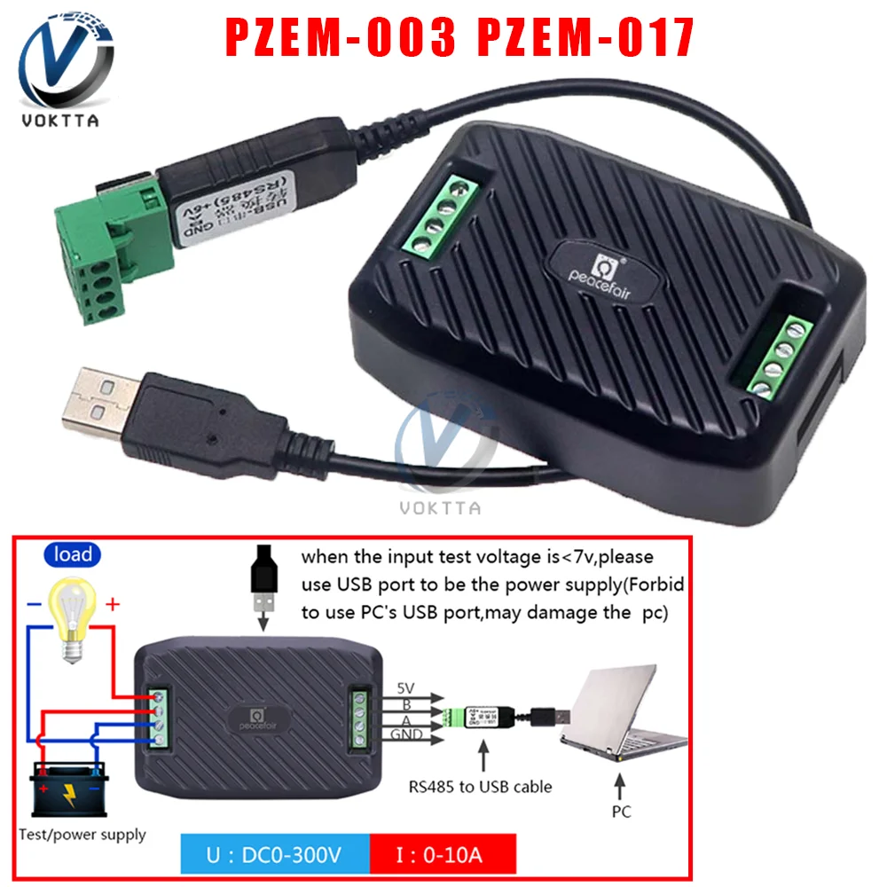 Imagem -03 - Tensão Atual Energia Medidor de Potência Testador de Tensão Modbus com Shunt Voltímetro Amperímetro Pzem017 dc 0300v 10a-300a