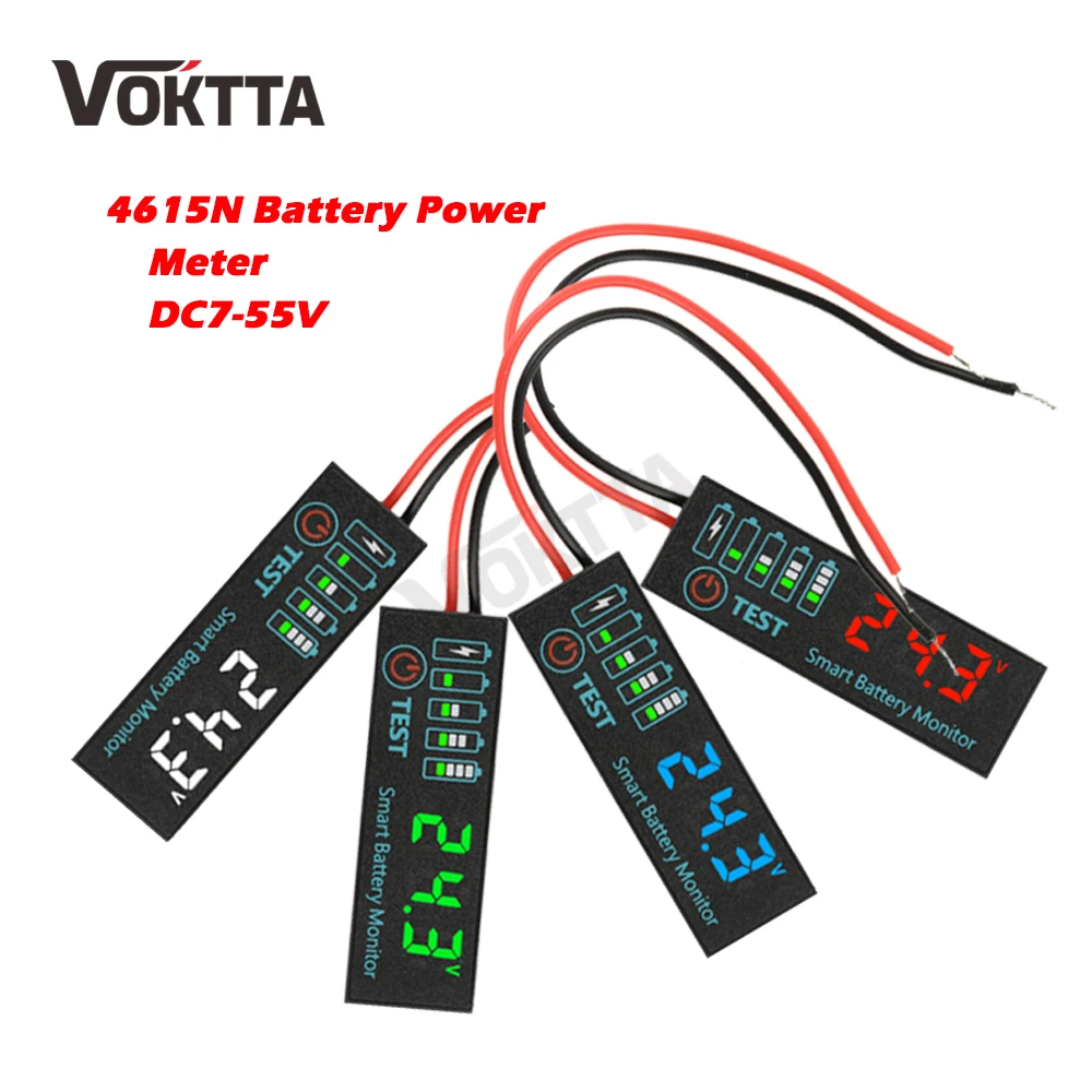 DC 7-55V 4615N Universal Battery Charge Indicator Panel LED Indicator Acid Battery Lithium Battery Voltage Charge Indicator