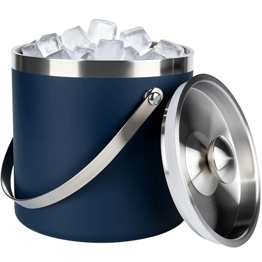 

DoubleWall Insulated Stainless Steel Ice Bucket with scoop for Cocktail Bar Metal Ice Bucket for freezer with Lid for parties,Ca