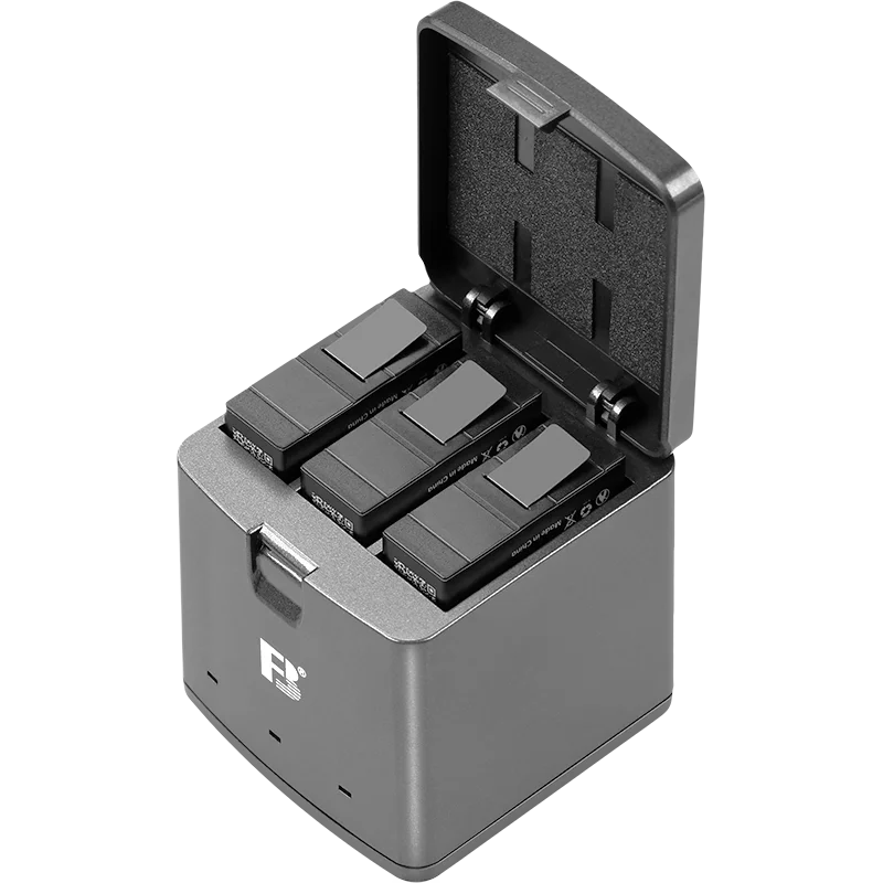 FB 1950mAh Battery For GoPro Hero 13 with Fast Charger ,Full Decoding No Pop-Up, 3-Slots Type-C Box with Multi-Protection