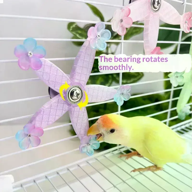 Interactive Rotating Windmill Parrot Relieve Boredom Toy Bird Mental Stimulation Entertainment Gnawing Cage Accessories Toy