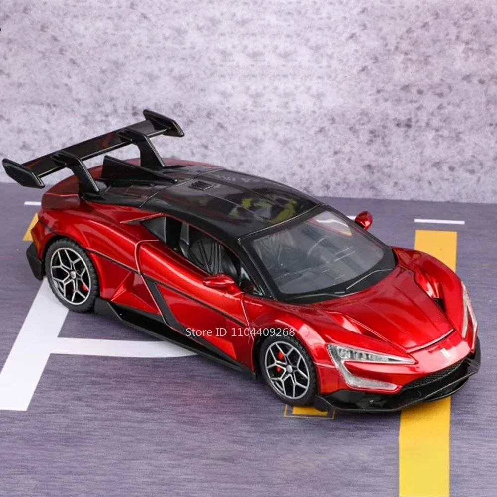 1:32 BYD Looking Up At U9 Modello di auto sportiva Giocattolo 4 porte aperte Musica leggera Tirare indietro Modelli di veicoli Collezione domestica Ornamenti