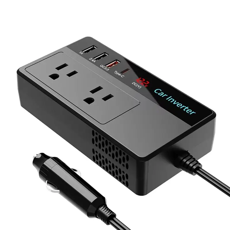 [lxya68z-]-dc-12v-to-110v-ac-power-inverters-car-plug-converter-with-led-screen-car-inverter-us-plug