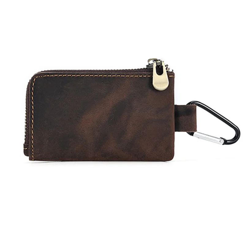남성용 가죽 벨트 교수형 동전 지갑 지갑 및 동전 주머니 암소 가죽 동전 홀더 키 체인
