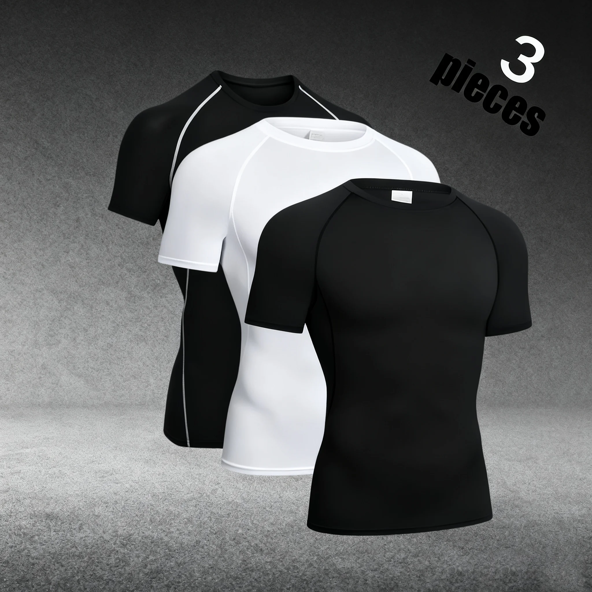 

3Pcs Summer Men's Running Quick Drying T-shirts Breathable Jogging Tees Soft Elasticity Outdoor Sports Short Shirt