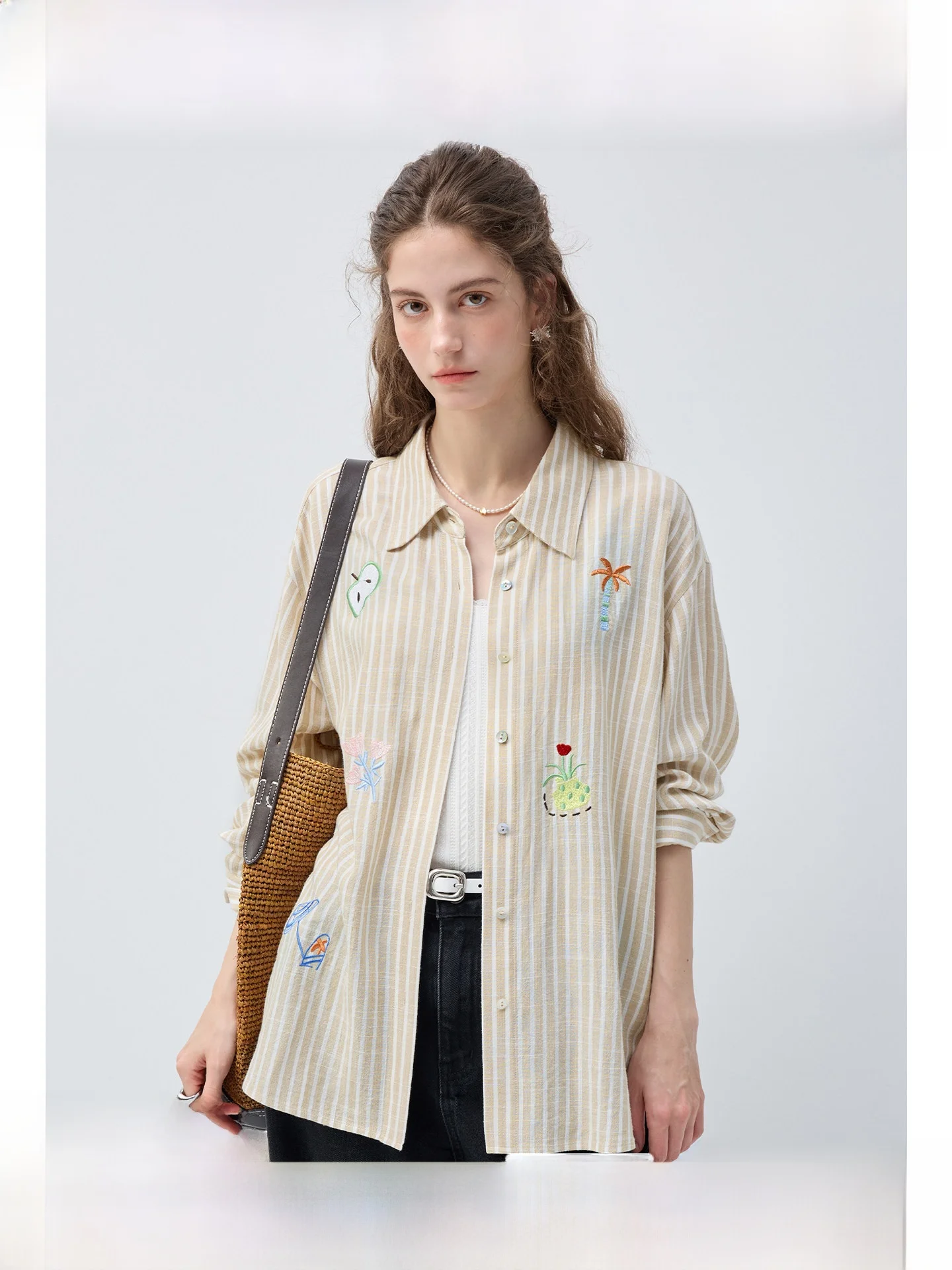 

plus Size Women's Striped irt Loose Long Sve Turn-down Collar Slimming Open Cardigan New Sle Spring Materni Top