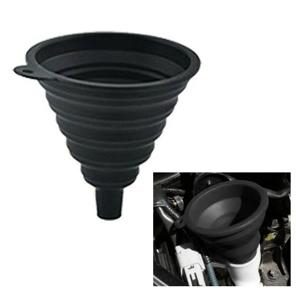 Car Engine Funnel Universal Silicone Liquid Funnel Washer Fluid Change Foldable Auto Engine Oil Petrol Change Fill