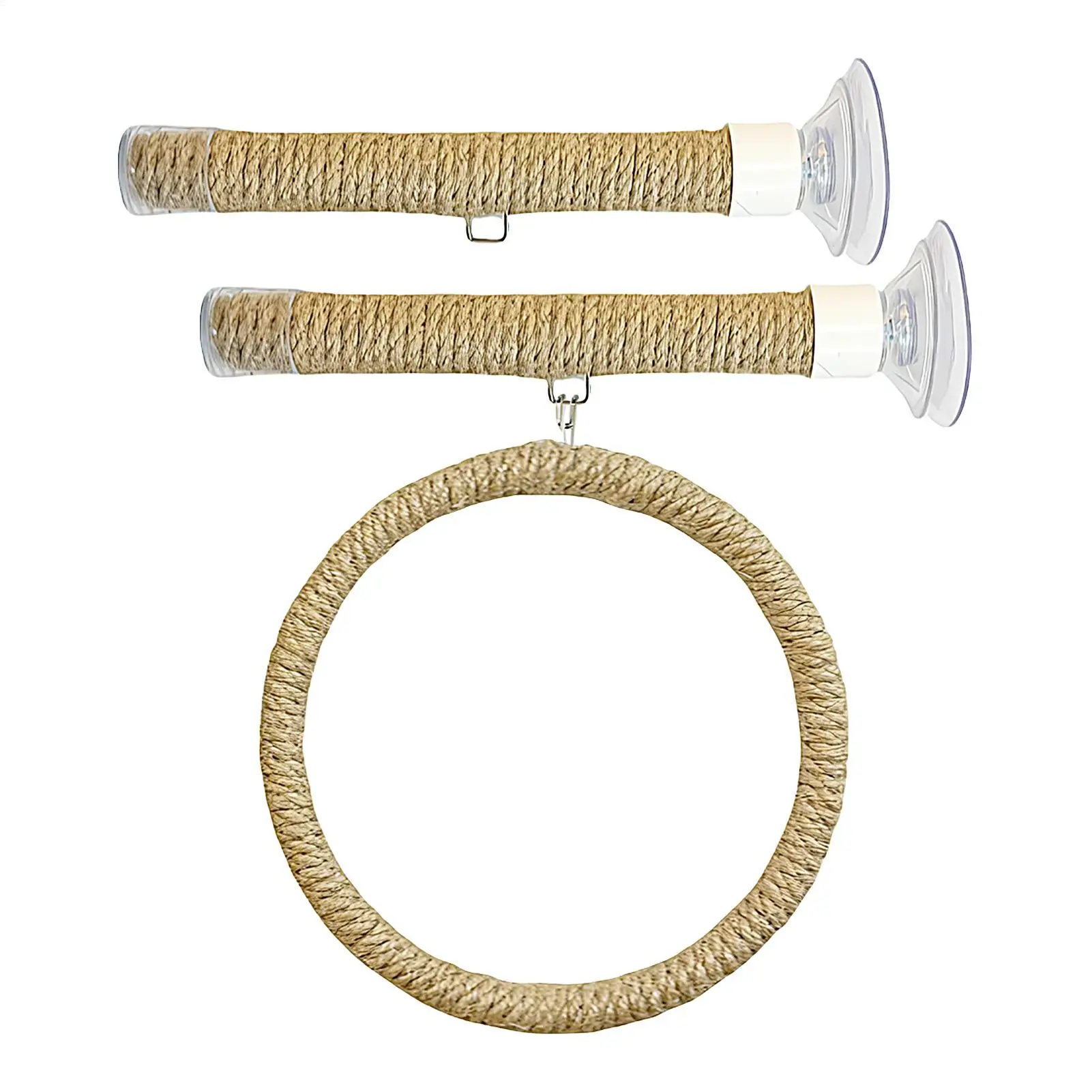 Perch Toy Suction Cup Bird Toy Swing Set Linen Rope Flexible Hanging Clip Swing Comfortable Grip Parrot Play Stand Toy