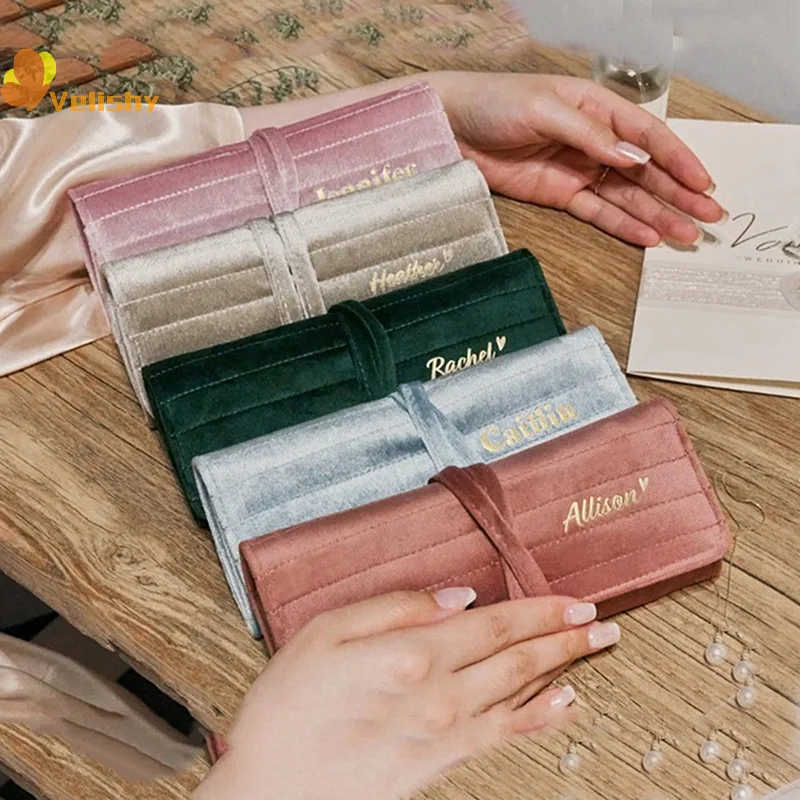 حقيبة مجوهرات مخملية، حقيبة تخزين أقراط باللون الأخضر الداكن، حقيبة تخزين مجوهرات مدمجة كهدية لعرض المنزل