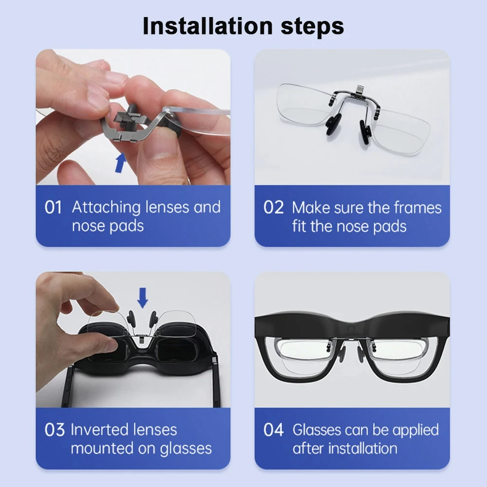 Verschreibungspflichtige Brillengläser für Xreal Air/Air 2/Pro/One AR Smart Glasses, individuelle Gläser für Myopie, Hyperopie, Astigmatismus, Anti-Blau-Brillen – Detail 6