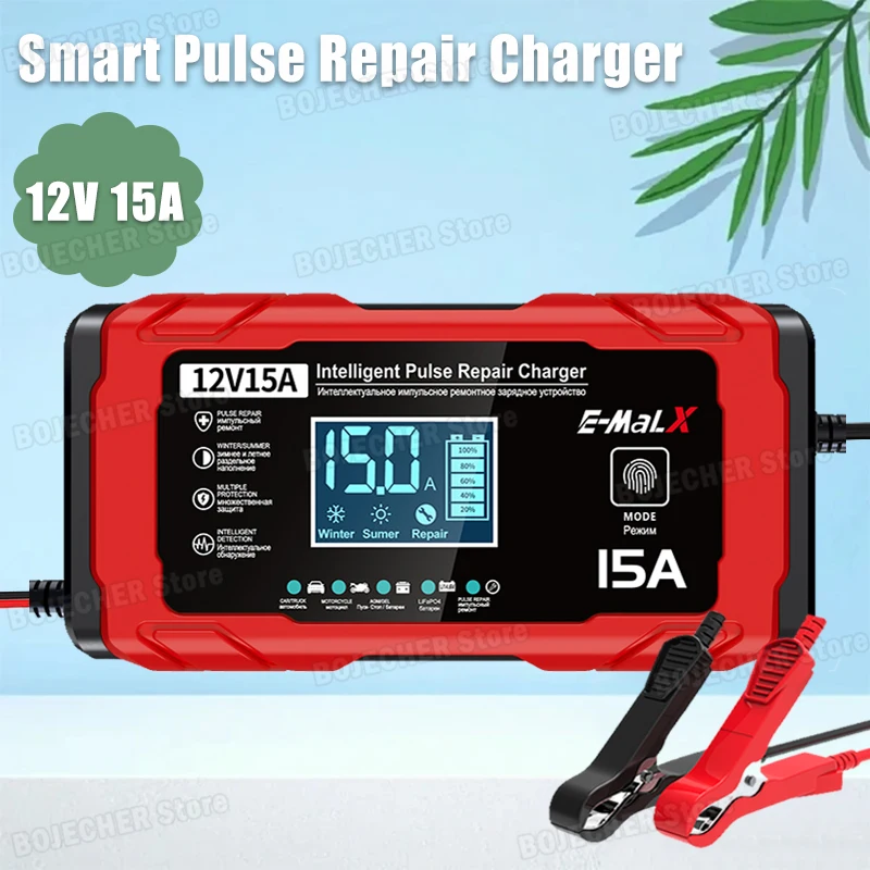 12V 15A 24V 8A Battery Charger For Lead Acid AGM GEL Battery 14.6V 15A Smart Pulse Repair Charger Lifepo4 Battery Fast Charging