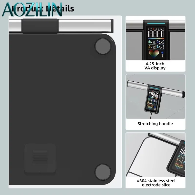 AOZILIN Digital Glass Body Fat Scale 220KG BMI 8 Electrodes Weight Measuring OEM ODM Household Smart Scale