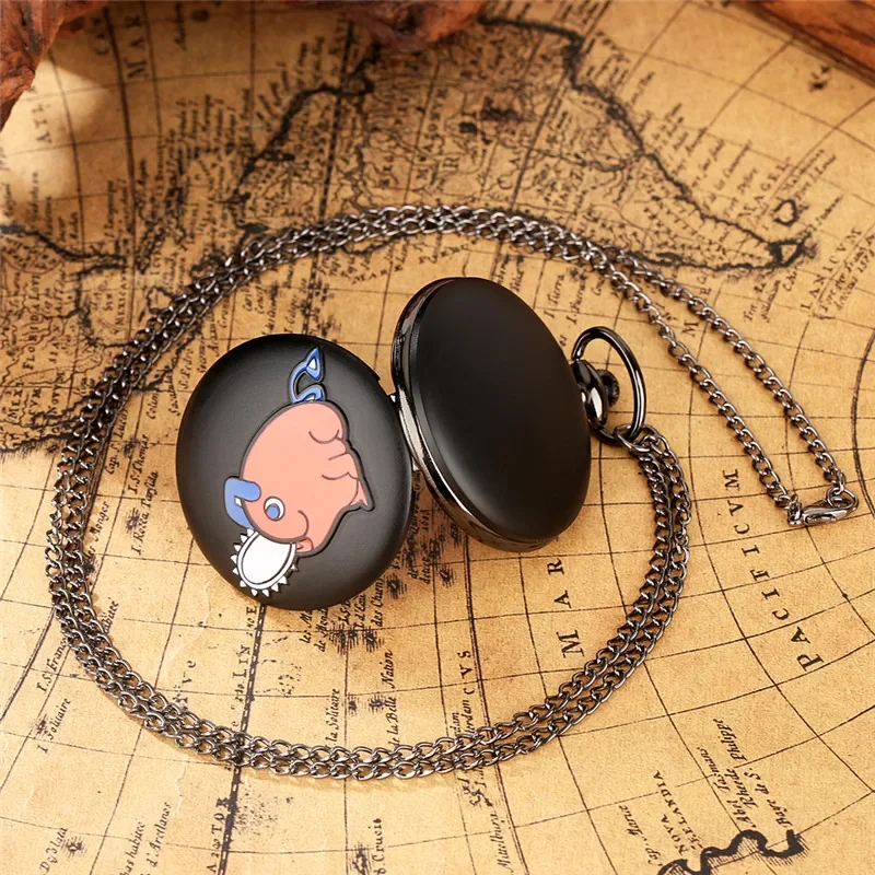 Antique Lovely Elephant Pattern Men Women Quartz Analog Pocket Watch Roman Numeral Dial Fob Watches with Sweater Chain reloj