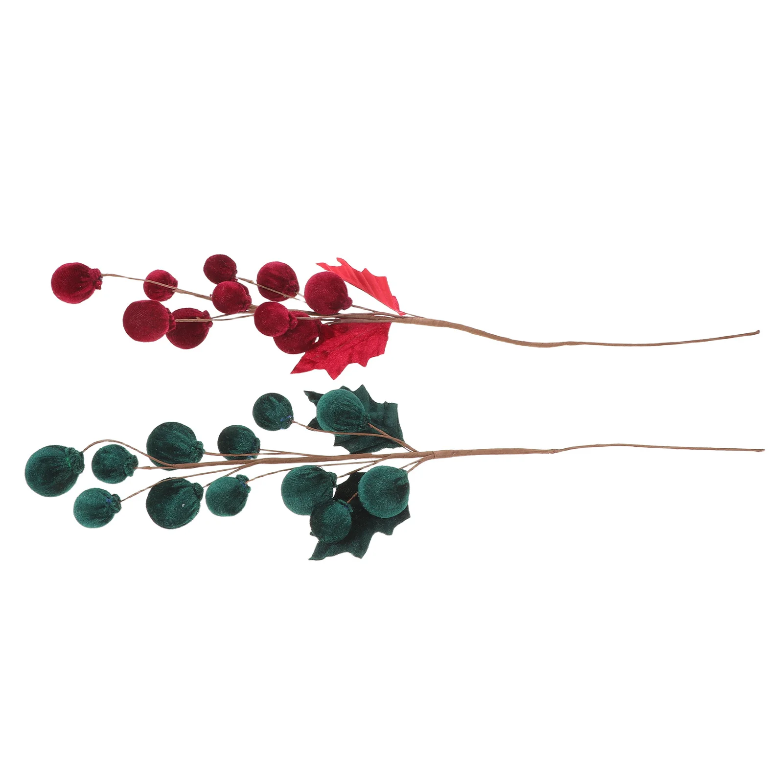 

2pcs Christmas Decorations Spheres Ball Pick Artificial Berry Stems Branches Holiday Wreath Supplies For Xmas Tree Centerpiece
