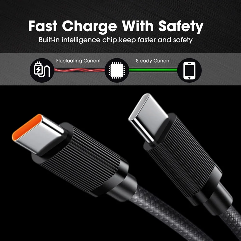 100W Super Fast Charging Cable USB A To Dual-Port Type C Data Splitter Extension Y Cord for IPhone Samsung Xiaomi Google Laptop