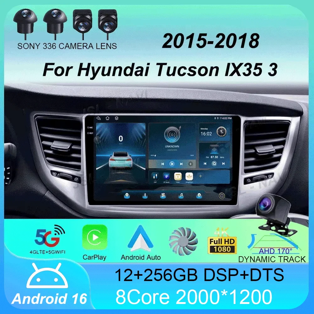 

Автомагнитола Android 16 с CarPlay для Hyundai Tucson IX35 3 2015-2018, 2DIN, мультимедийный видеоплеер, навигация GPS, головное устройство