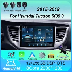 Android 16 Car Radio Carplay For Hyundai Tucson IX35 3 2015 2016 2017 2018 2Din Multimedia Video Player Navigation GPS Head Unit