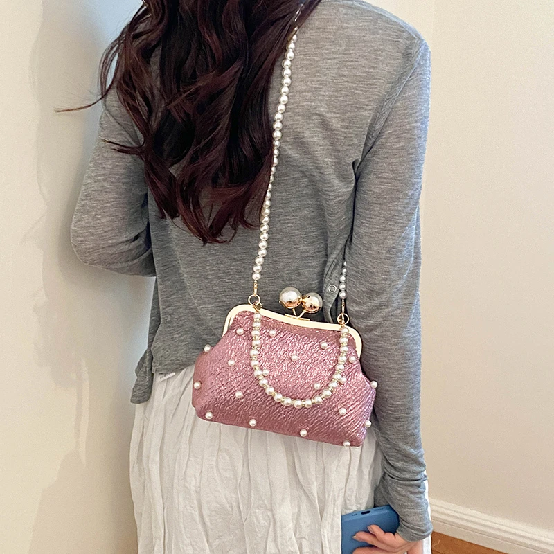 Glitter Pearl Decor Kiss Lock  - Luxury Bags Affordable 评论和价格